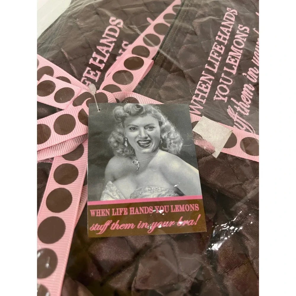 Boutique Travel Bag Set When‎ Life Gives You Lemons Novelty Print Brown Quilted